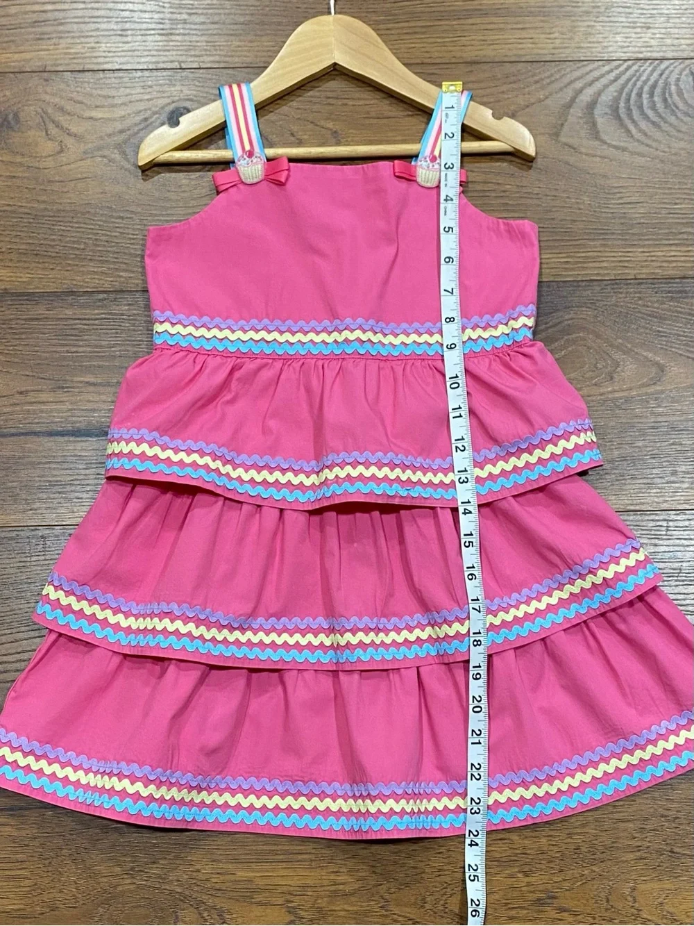 Gymboree Girls ‘Hello, Cupcake’ Pink Tiered Ric-Rac Sun Dress and Hair Clip 5T